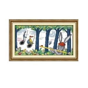 JOY SUNDAY CROSS STITCH KIT D966 RABBIT / BUNNY PLAY‎ A MUSICAL INSTRUMENT 14CT